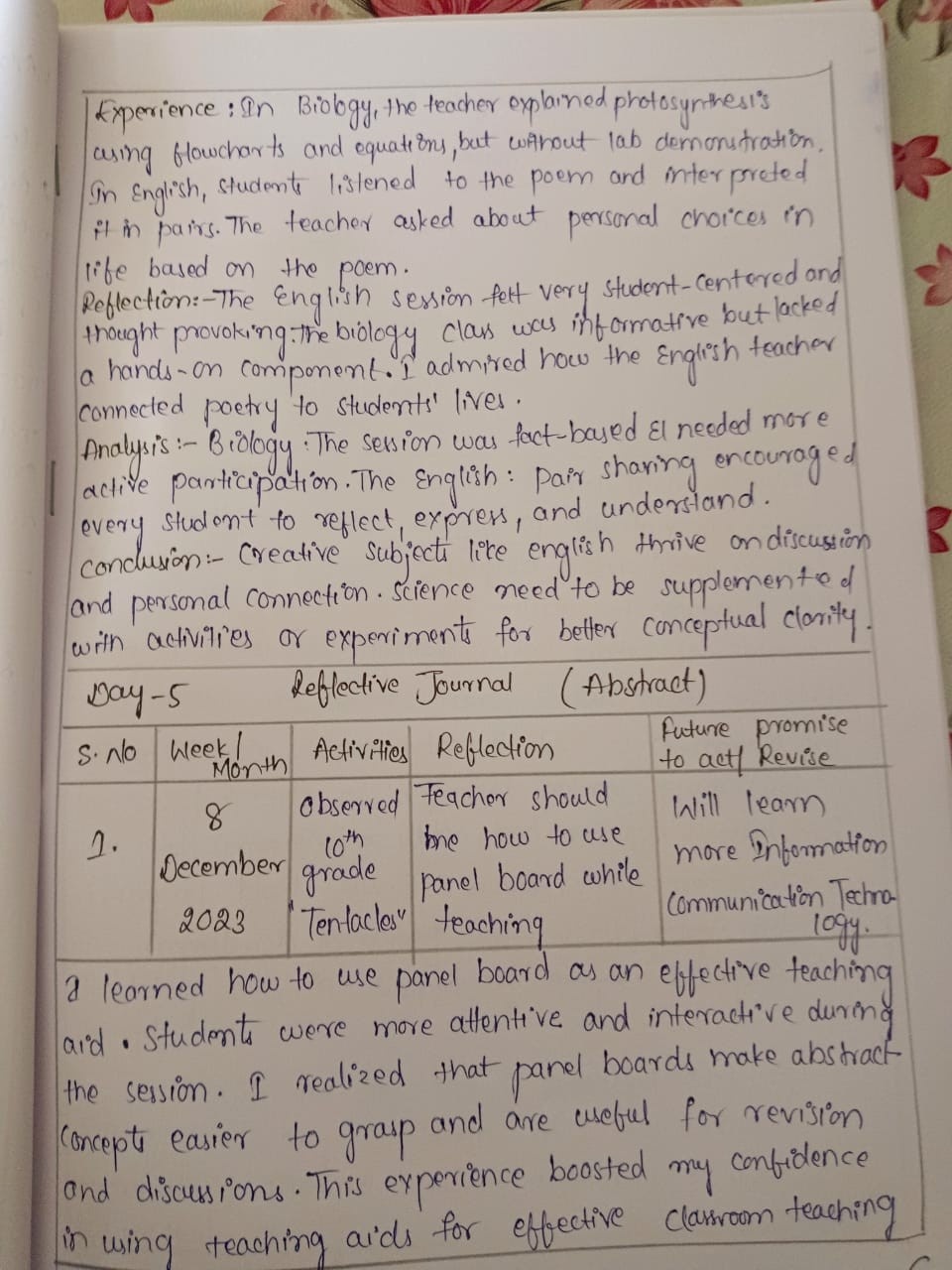 Teaching Reflection Document 4